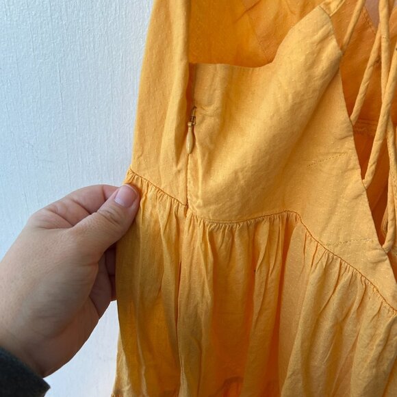 Urban Outfitters Trapeze Dress Womens Small Orange Strappy Side Zip V-neck - Picture 7 of 9